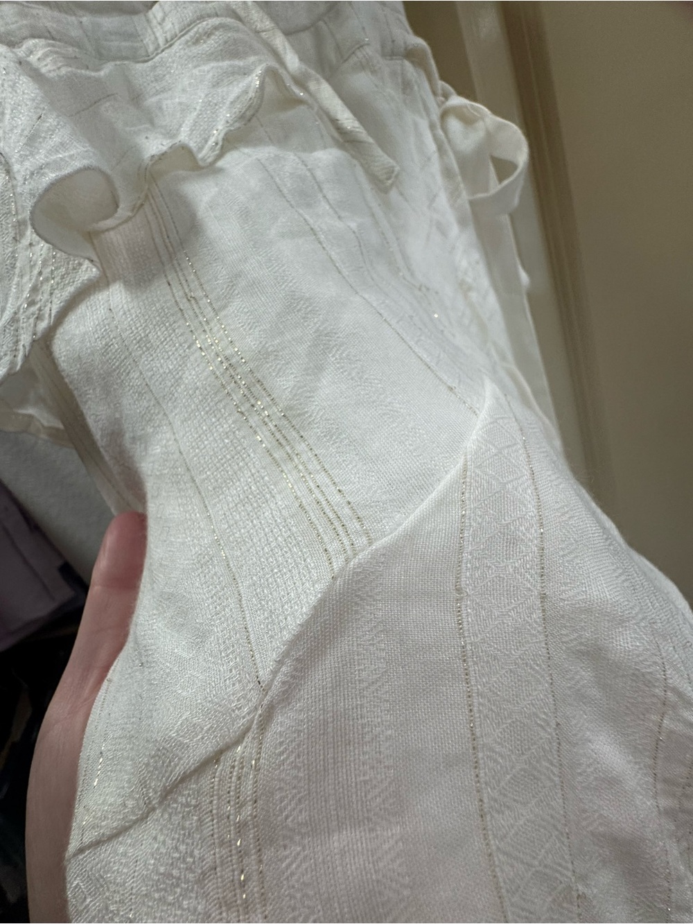 saltwater LUXE Ivory Ruffle High-Low Midi Dress - Picture 4 of 7